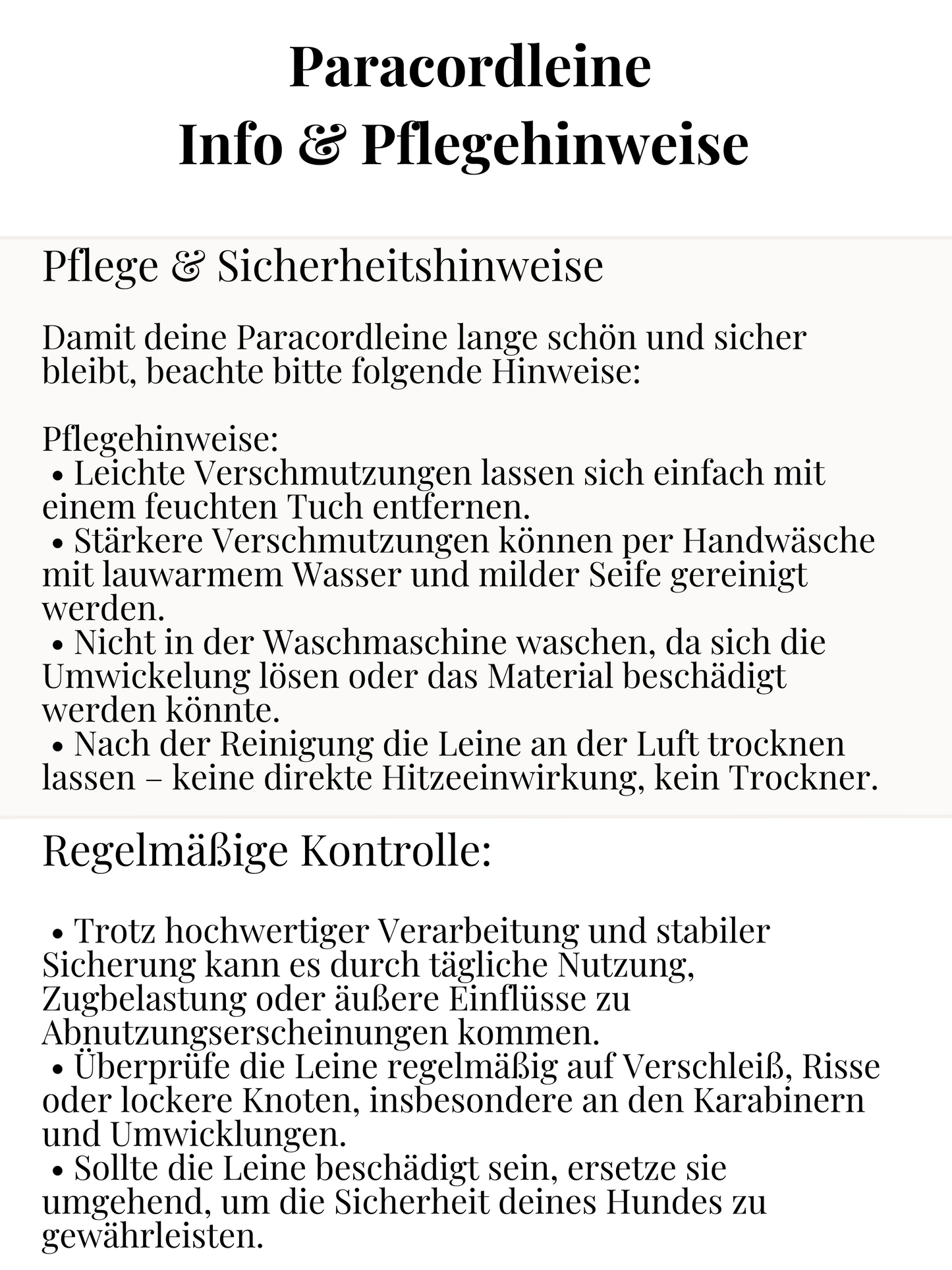 Paracordleine bestehend aus “Snow Weiß & Café Latte” Seil
