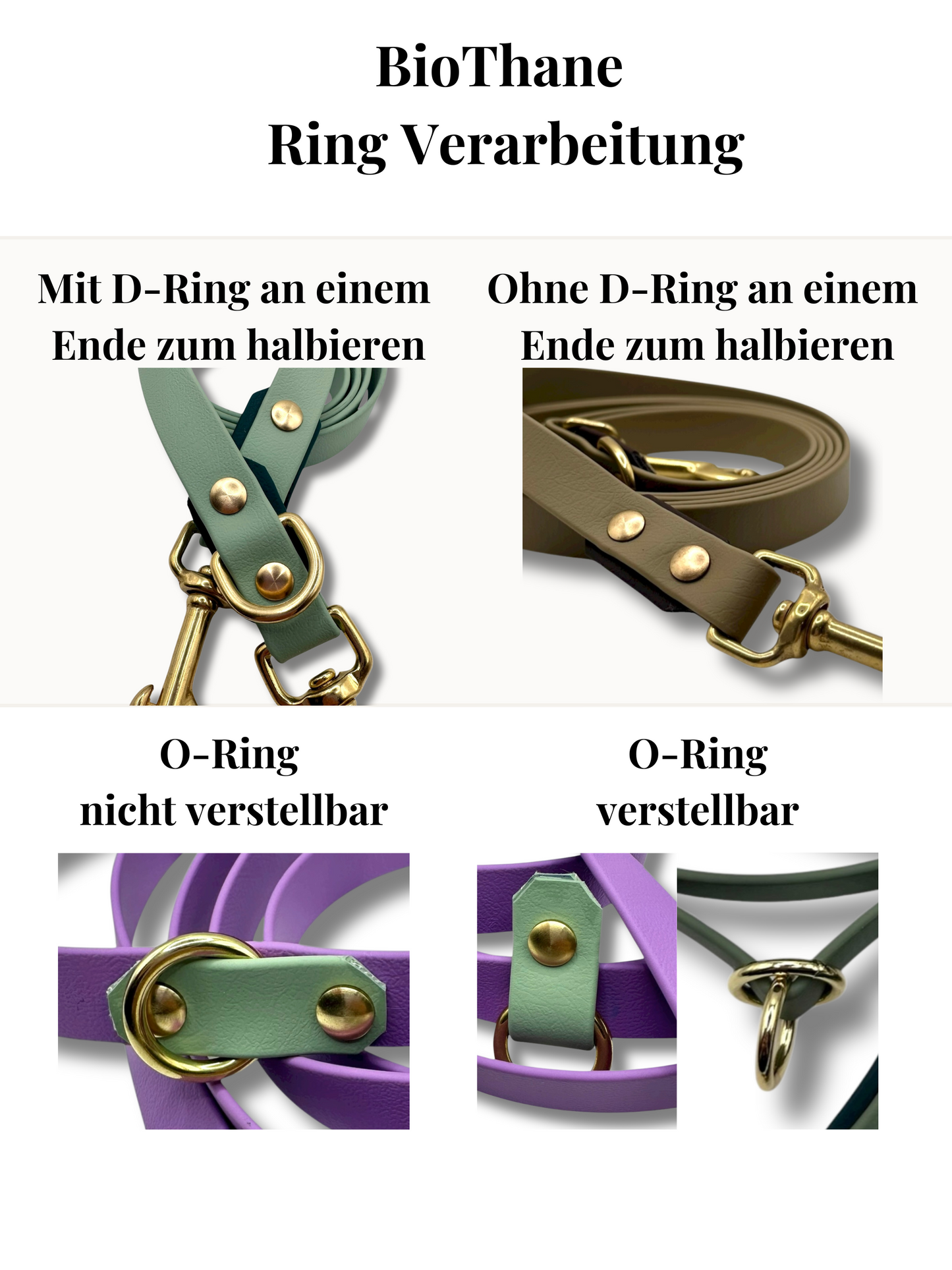 Hundeleine BioThane LINEA in "Sage Grün & Golden Kupfer Glamour"