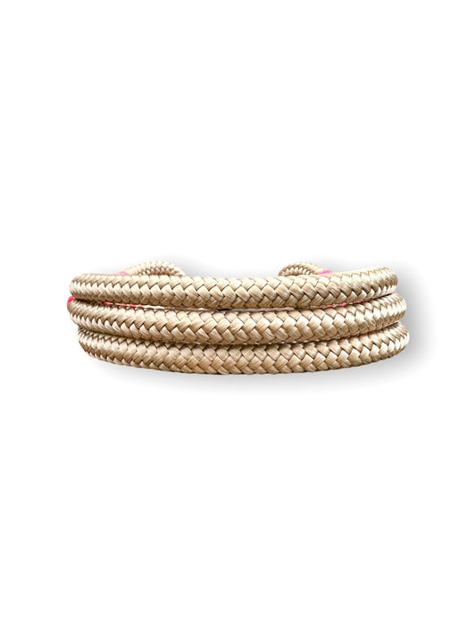 Tau-Halsband 10mm bestehend aus "Beige" Seil, "Cerise Rosa & Mocca" Umwickelung