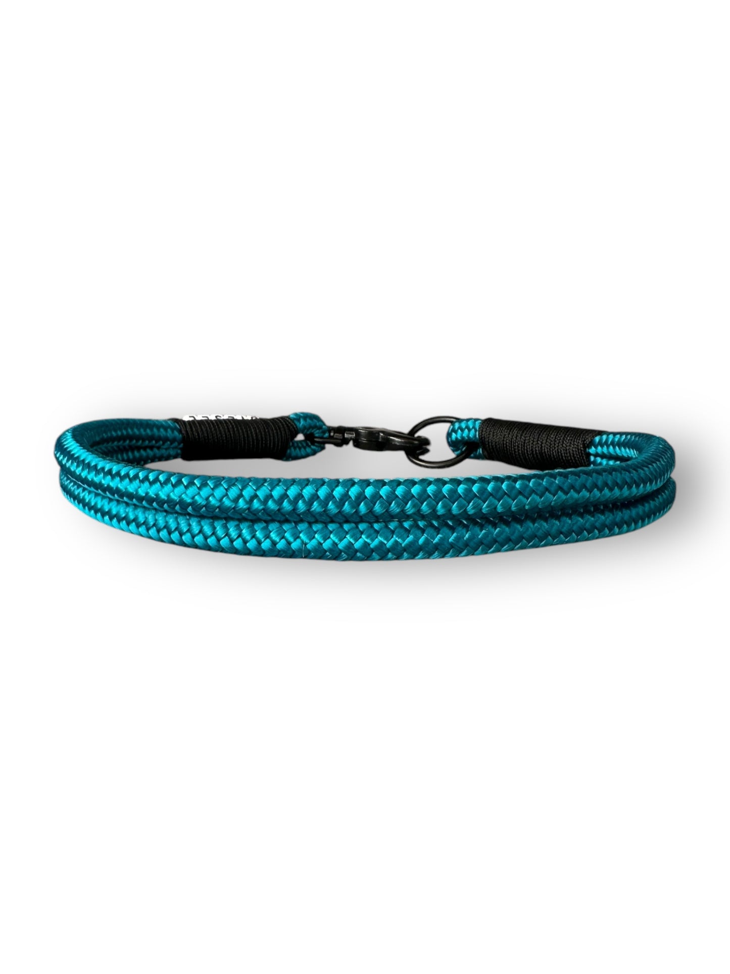 Hundehalsband in Aqua mit schwarz Farben Details in 10mm - Hinten
