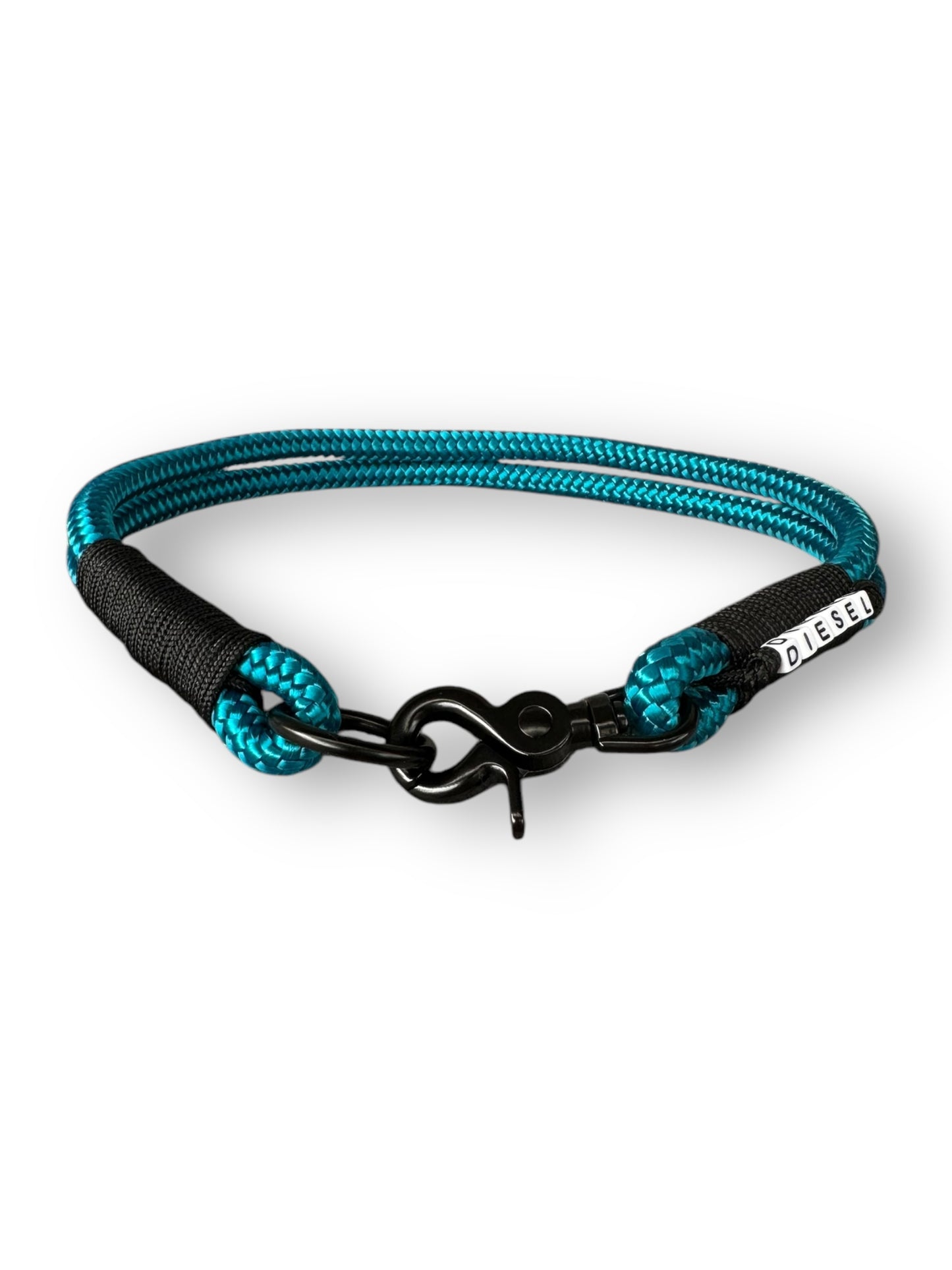 Hundehalsband in Aqua mit schwarz Farben Details in 10mm -