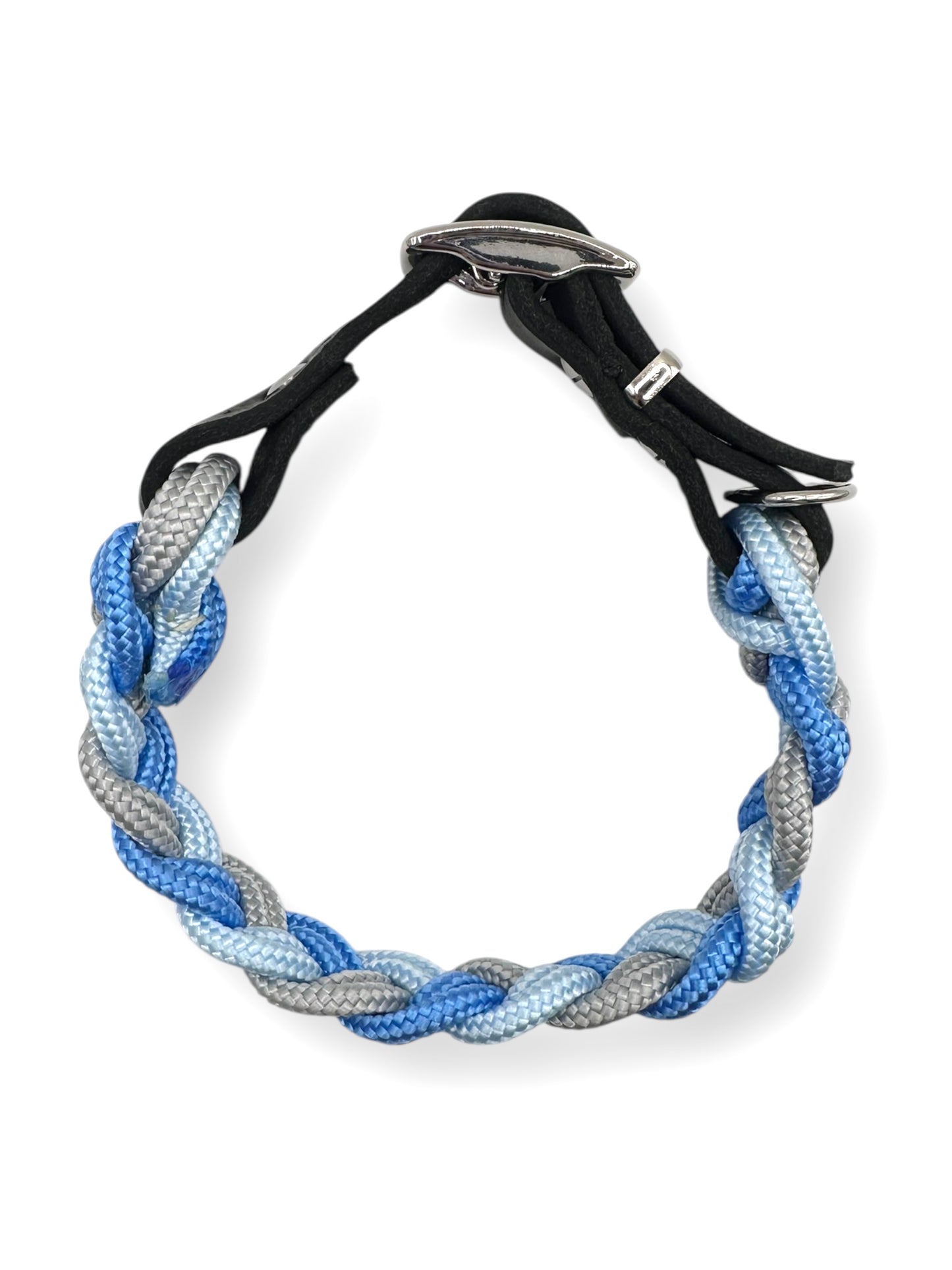 Halsband für Hunde in blau und grau tönen. Mit verstellbaren lederverschluss- geeignet für mittlere und große Hunde.