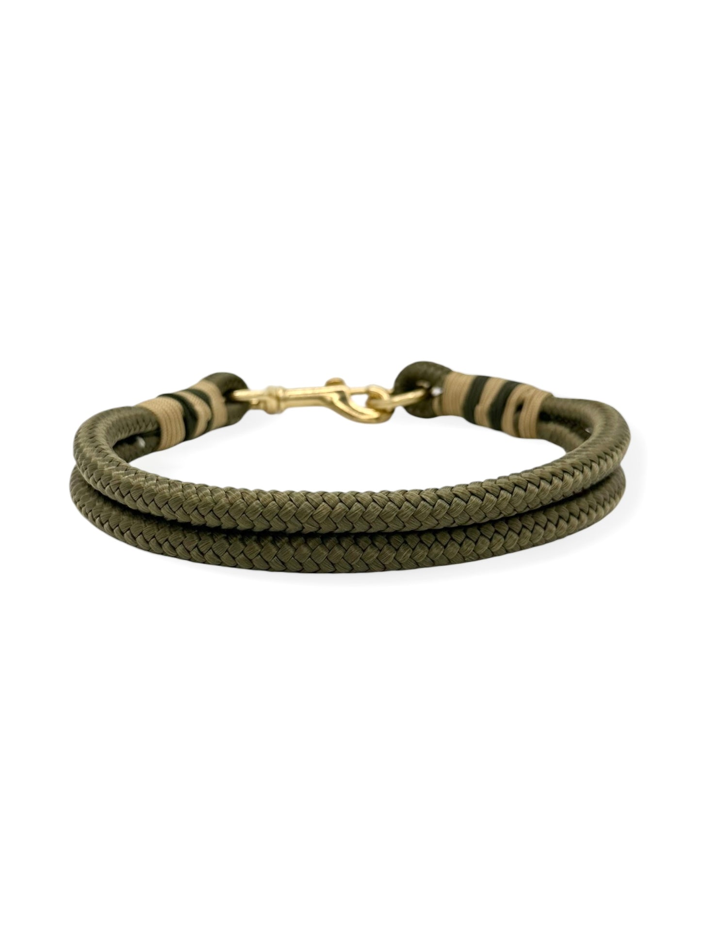 Hundehalsband in Military grün mit goldenen Details - Hinten