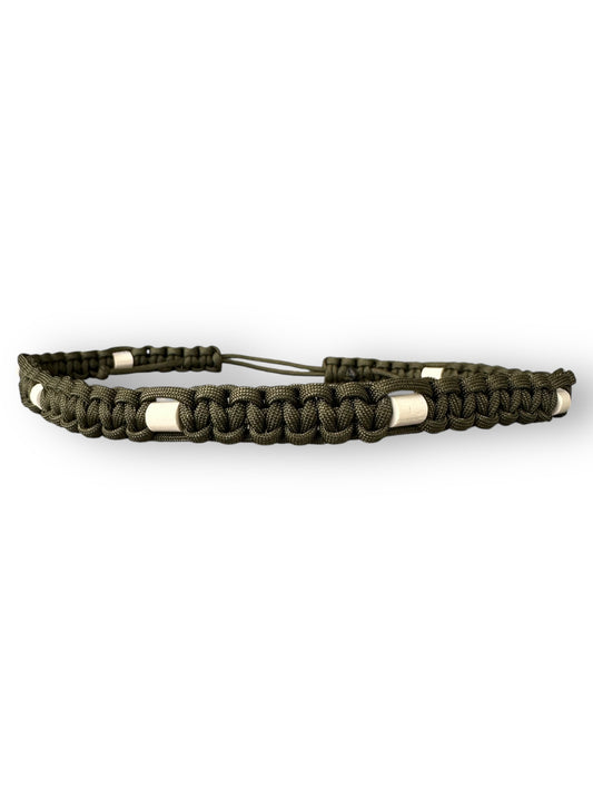 Hundehalsband mit EM-Keramik Perlen in der Farbe Olive Drab