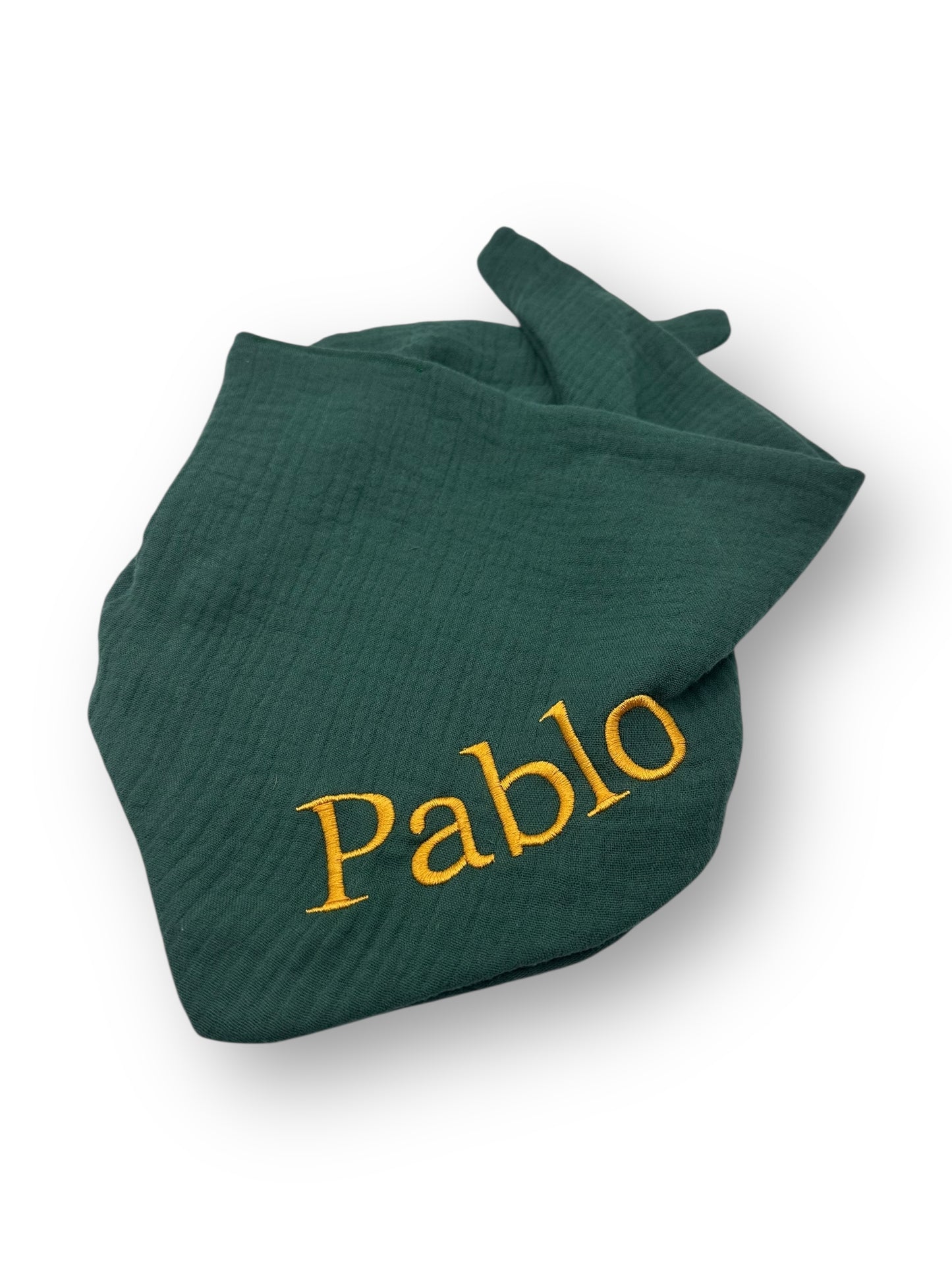 Hundehalstuch in dunkelgrün aus 100% Baumwolle mit personalisierbaren Stick.