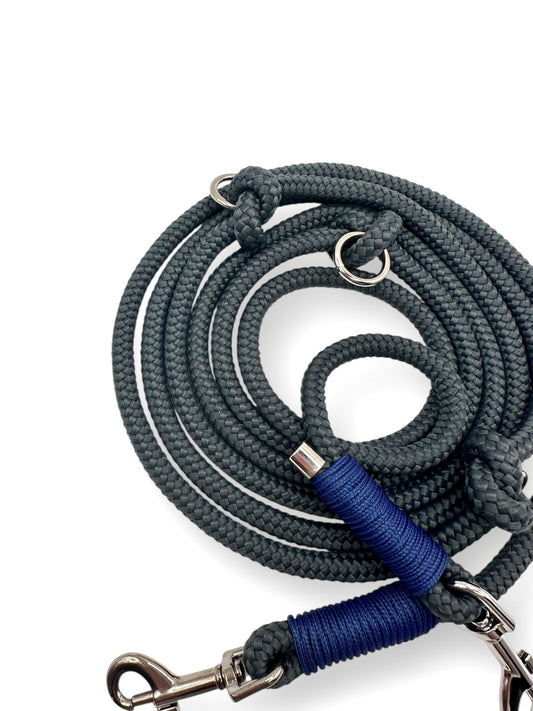 Hundeleine aus Tau in blau und grau perfekte Herbst Leine. Personalisierbar und anpassbar.