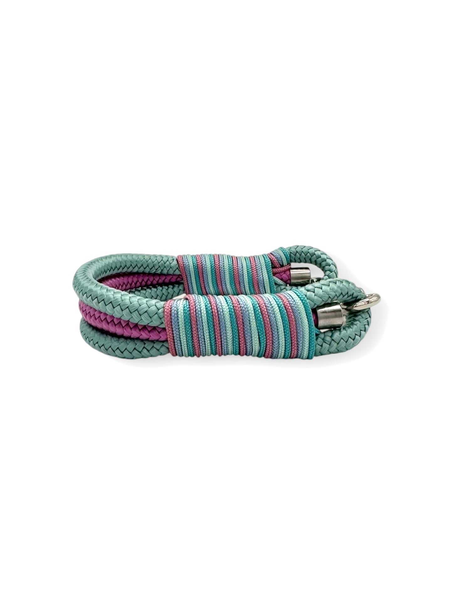 Hundeset aus Leine und Halsband in 8mm starken Tau in den Farben sea grün, Lavendel rosa, turquoise, ice blau und mint blau - Halsband seite