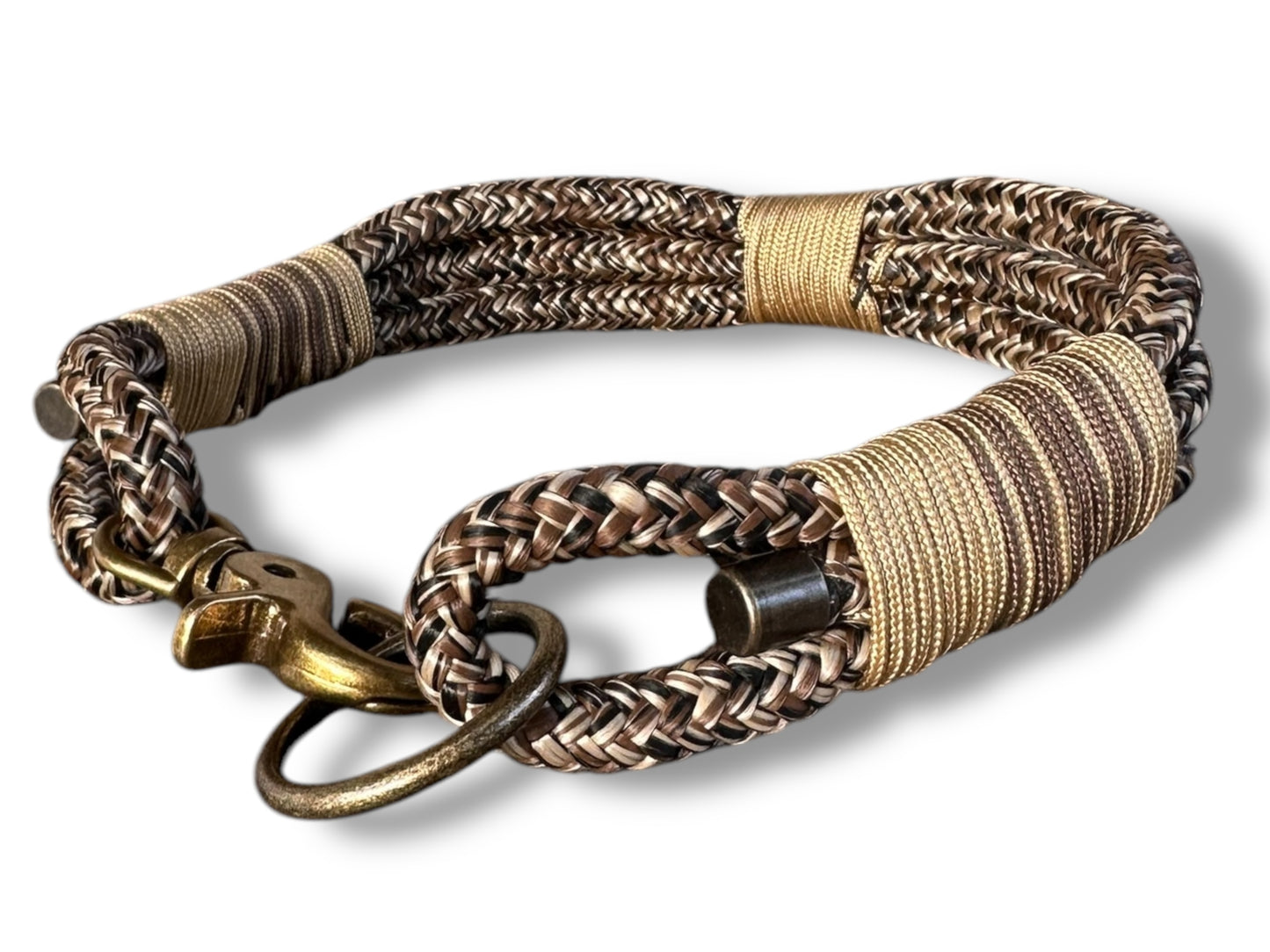 Tau-Halsband 10mm bestehend aus "Moccasin" Seil, "Gold & Walnut Braun" Umwickelung