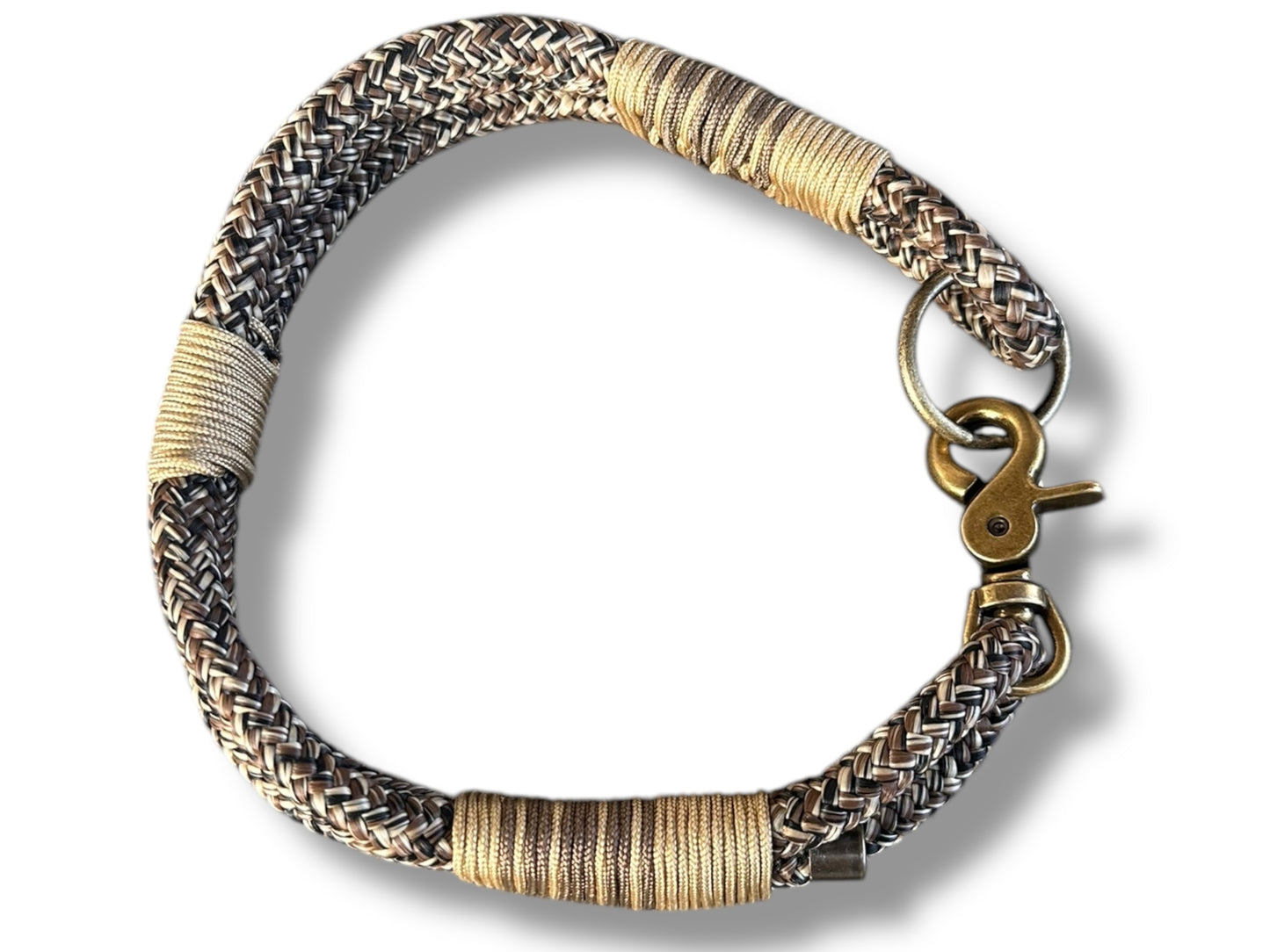 Tau-Halsband 10mm bestehend aus "Moccasin" Seil, "Gold & Walnut Braun" Umwickelung