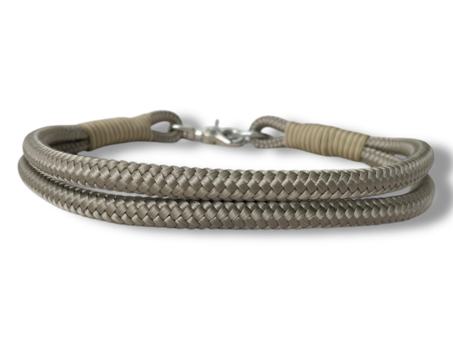 Tau-Halsband 10mm bestehend aus "Tan" Seil, "Grün Pepper & Mocca" Umwickelung