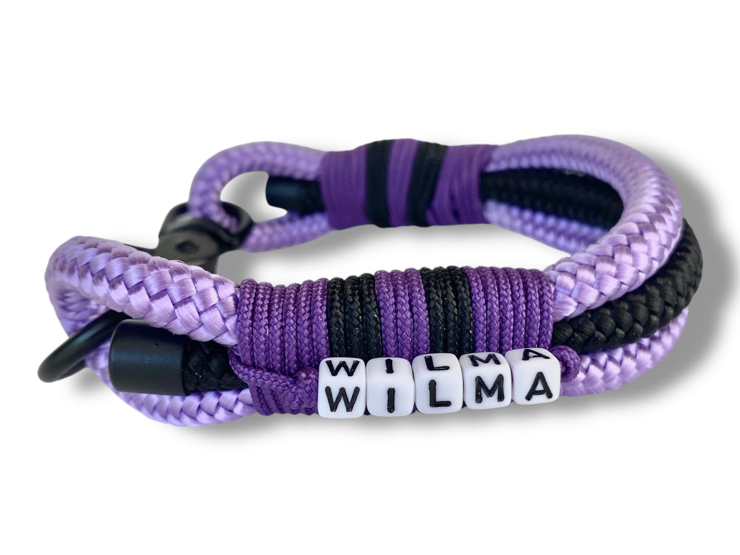 Tau-Halsband 10mm bestehend aus "Violet & Schwarz" Seil, "Deep Lila & Schwarz" Umwickelung