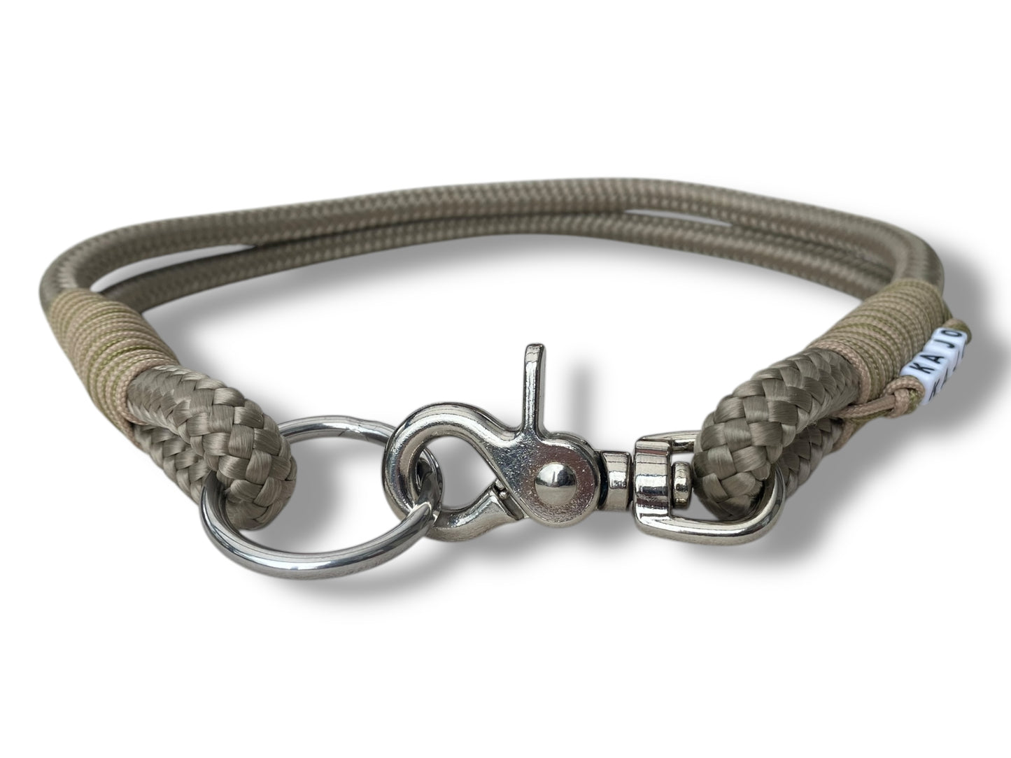 Tau-Halsband 10mm bestehend aus "Tan" Seil, "Grün Pepper & Mocca" Umwickelung