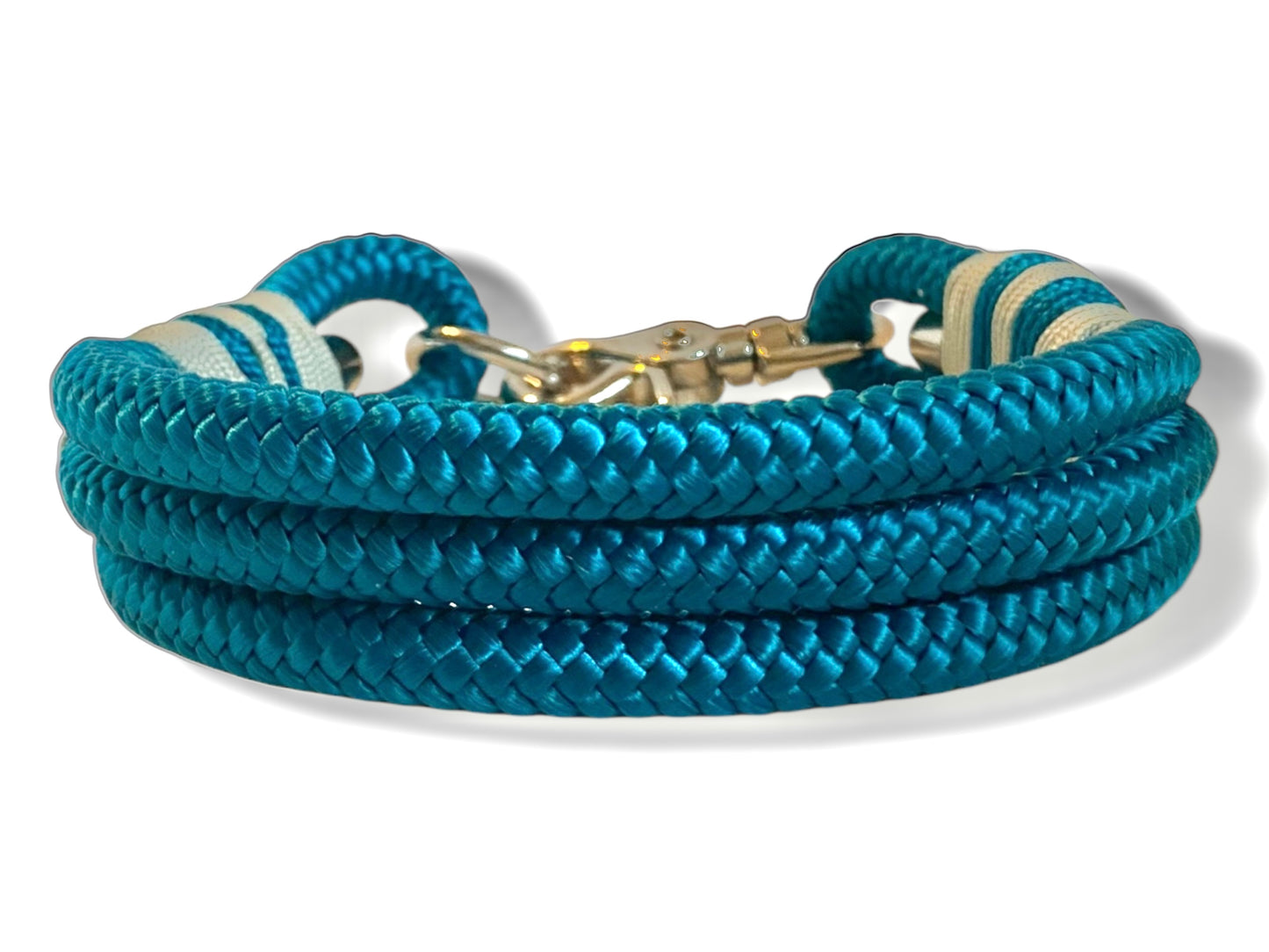 Tau-Halsband 10mm bestehend aus "Aqua" Seil, "Aquamarine Blau & Silber Grau" Umwickelung
