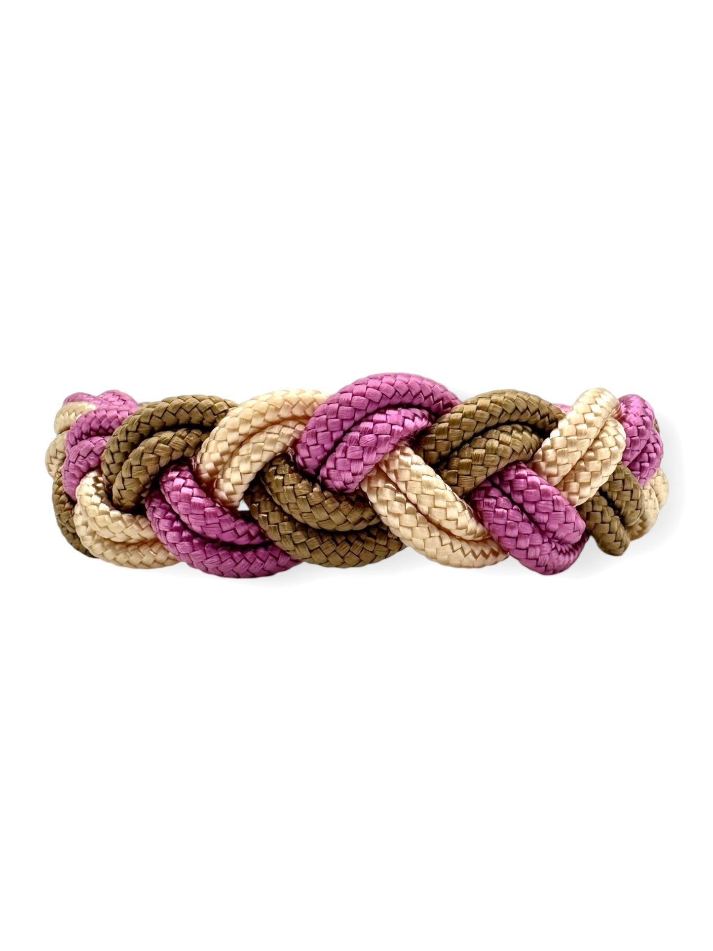 Tau-Halsband geflochten aus 6mm starken Tau "Granny Rosa, Shiny Gold & Sepia Braun"