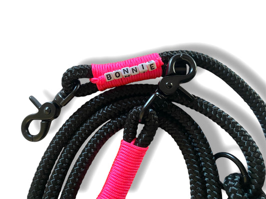 Tau-Leine 10mm bestehend aus "Schwarz" Seil & "Neon Rosa" Umwickelung