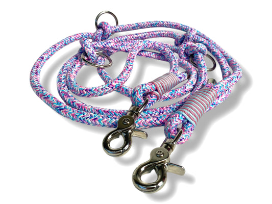 Tau-Leine 10mm bestehend aus "Little Pony" Seil, "Pastel Rosa & Pastel Blau" Umwickelung
