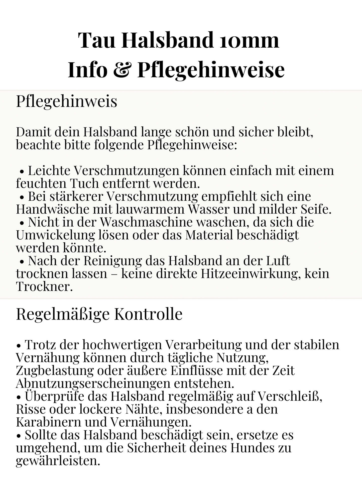 Infos und Pflegehinweise zu Tau Halsband 10mm