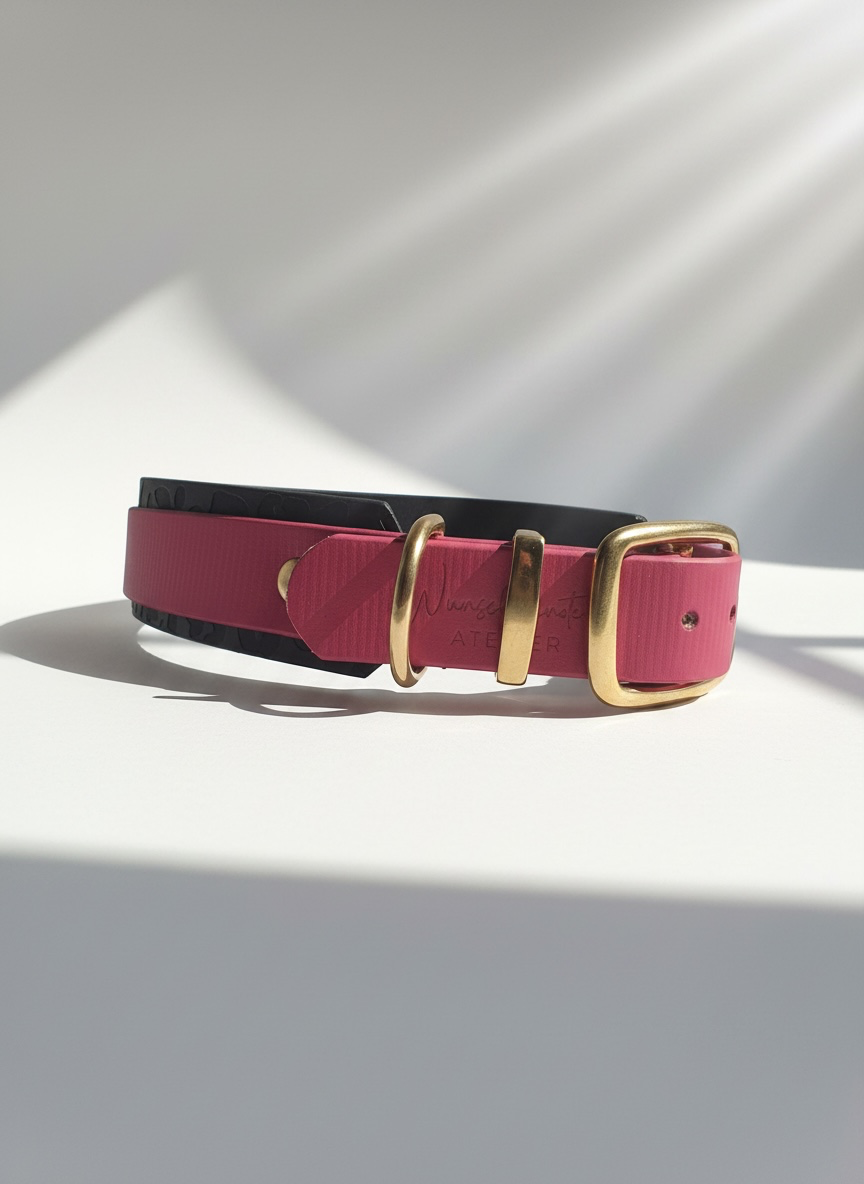 LEO-Deluxe Halsband - Magenta Rosa & Dunkelbraun