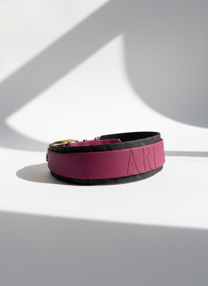 LEO-Deluxe Halsband - Magenta Rosa & Dunkelbraun