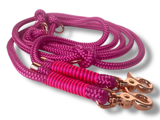 Tau-Leine 10mm bestehend aus "Fuchsia" Seil, "Neon Rosa & Fuchsia" Umwickelung