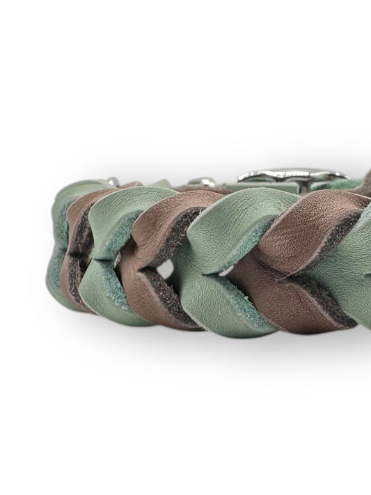 Lederhalsband BASE in "Mint & Schlamm"