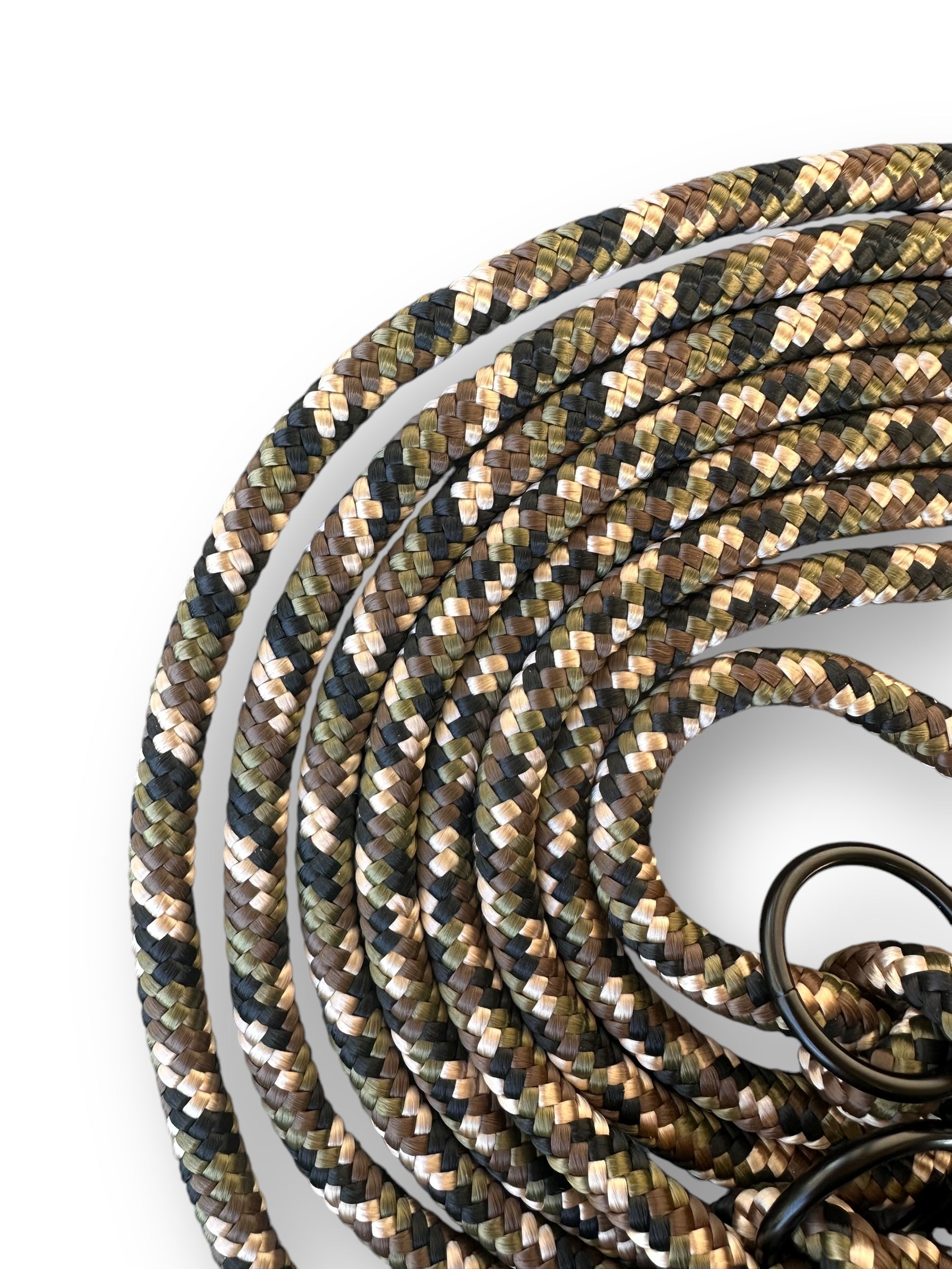 Hundeleine aus Tau aus Camouflage Seil und Coyote Braun Umwickelung. In deiner Wunschlänge personalisierbar - Detailansicht vom Seil