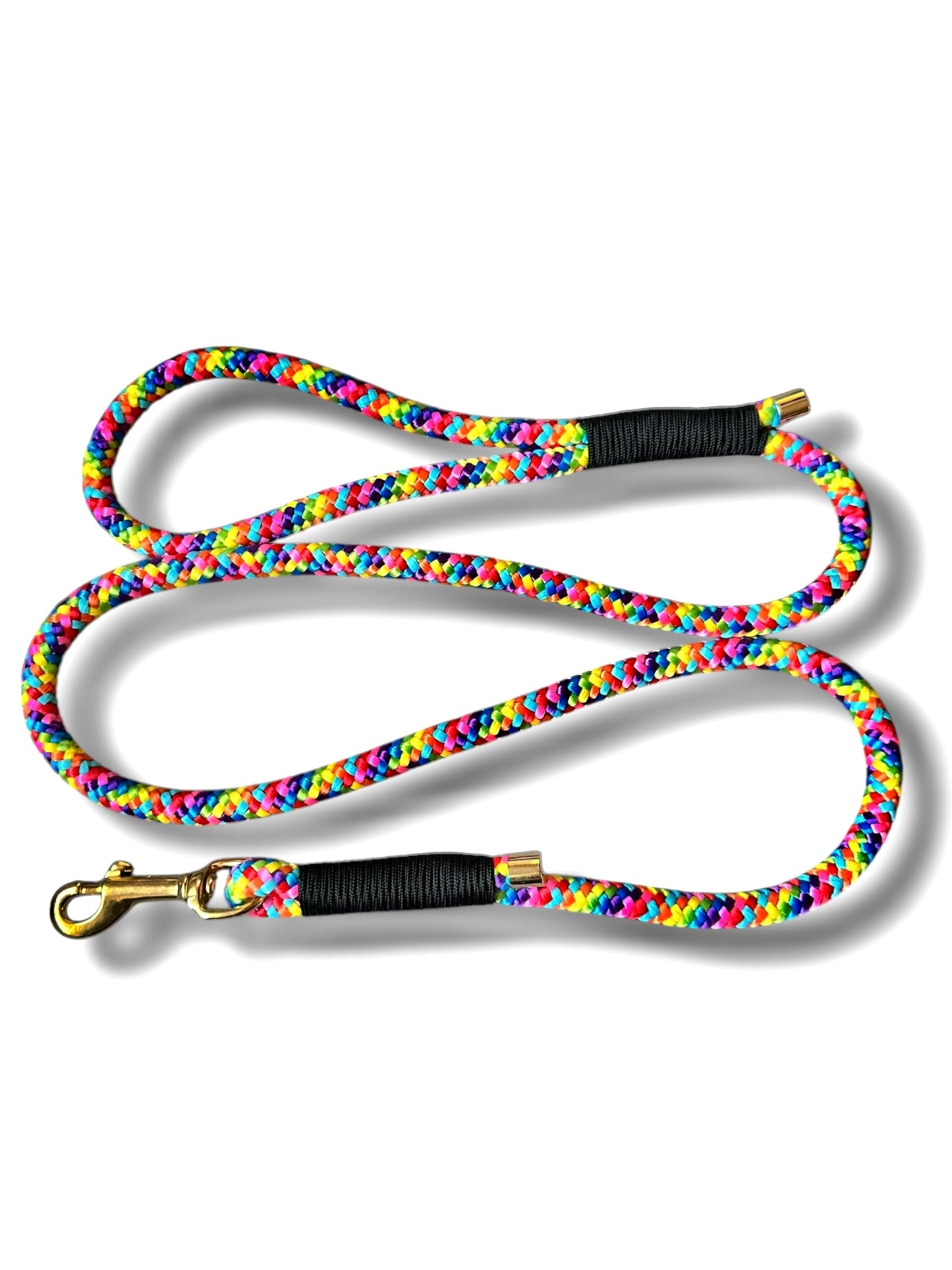 Tau-Leine 10mm, mit fester Handschlaufe, bestehend aus "Rainbow" Seil & "Schwarz" Umwickelung