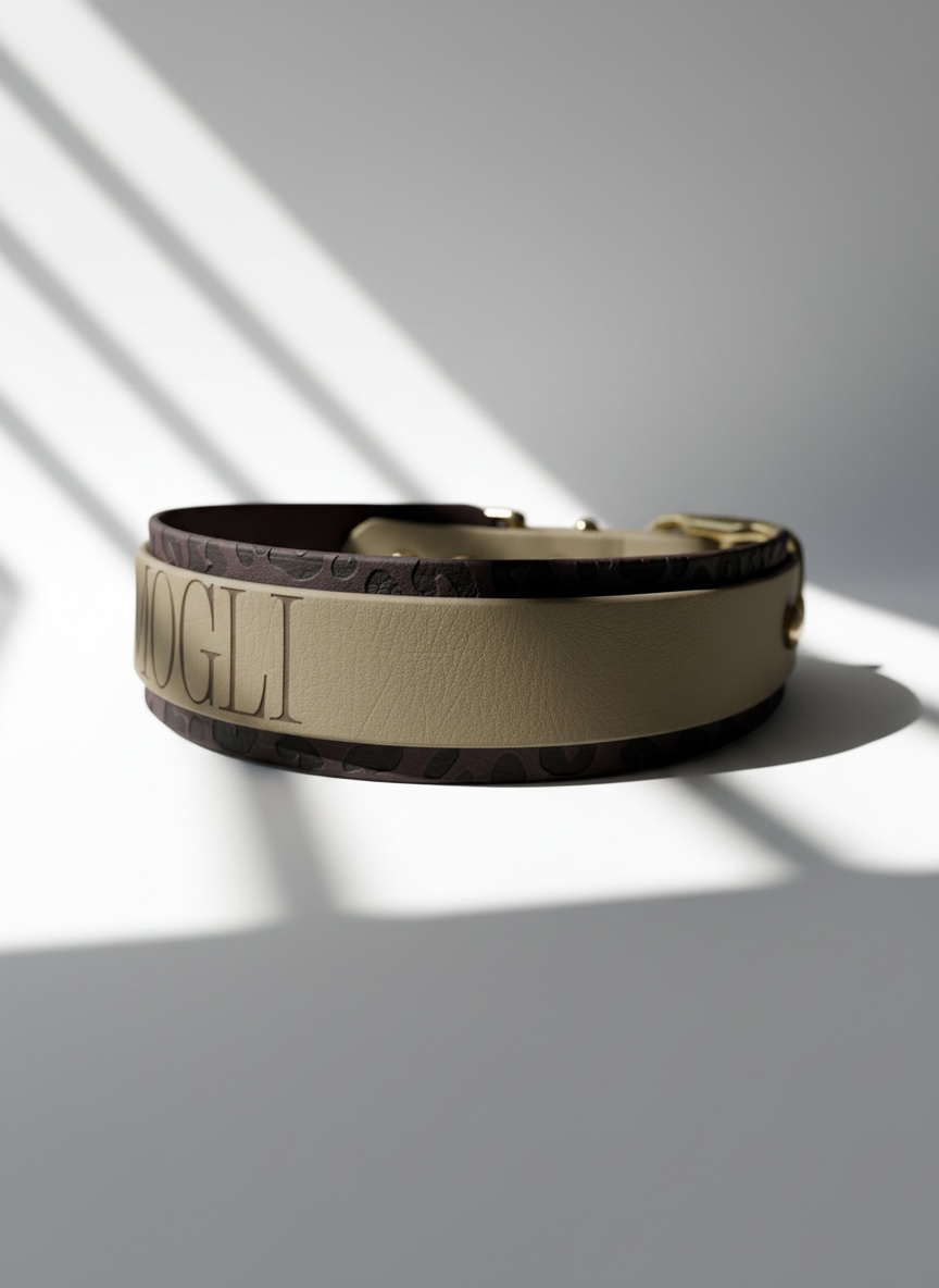 Hundehalsband aus BioThane mit Namensgravur. Personalisierbar mit Leo-Details handgemacht. Ansicht: Details Seite