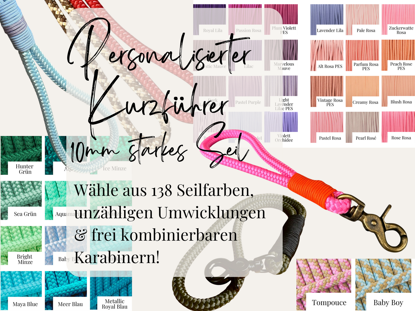 Kurzführer in deiner Wunschfarbe 10mm Seil - individuell & handgefertigt
