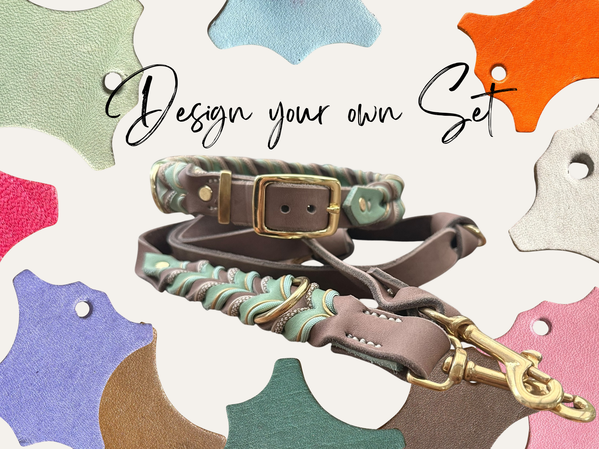 Lederset in deiner Wunschfarbe bestehend aus Halsband und leine