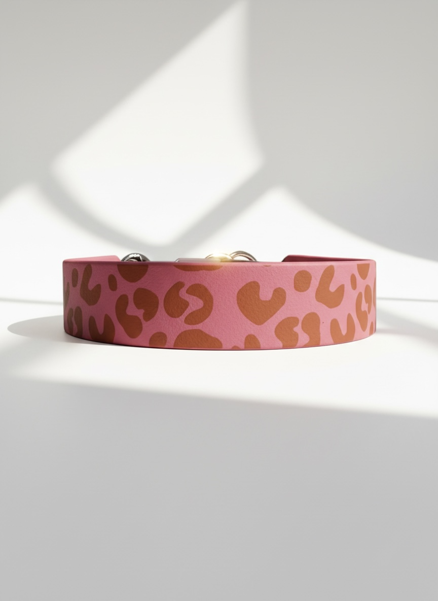 Details vom Leoprint auf pastel Rosa Geeigent für Leohalsband und Leoleine 