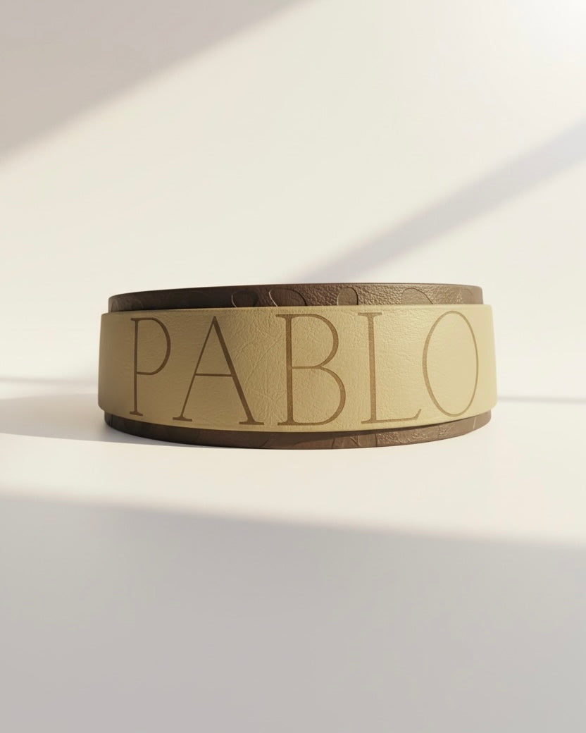 LEO-Deluxe Halsband - Beige & Dunkelbraun