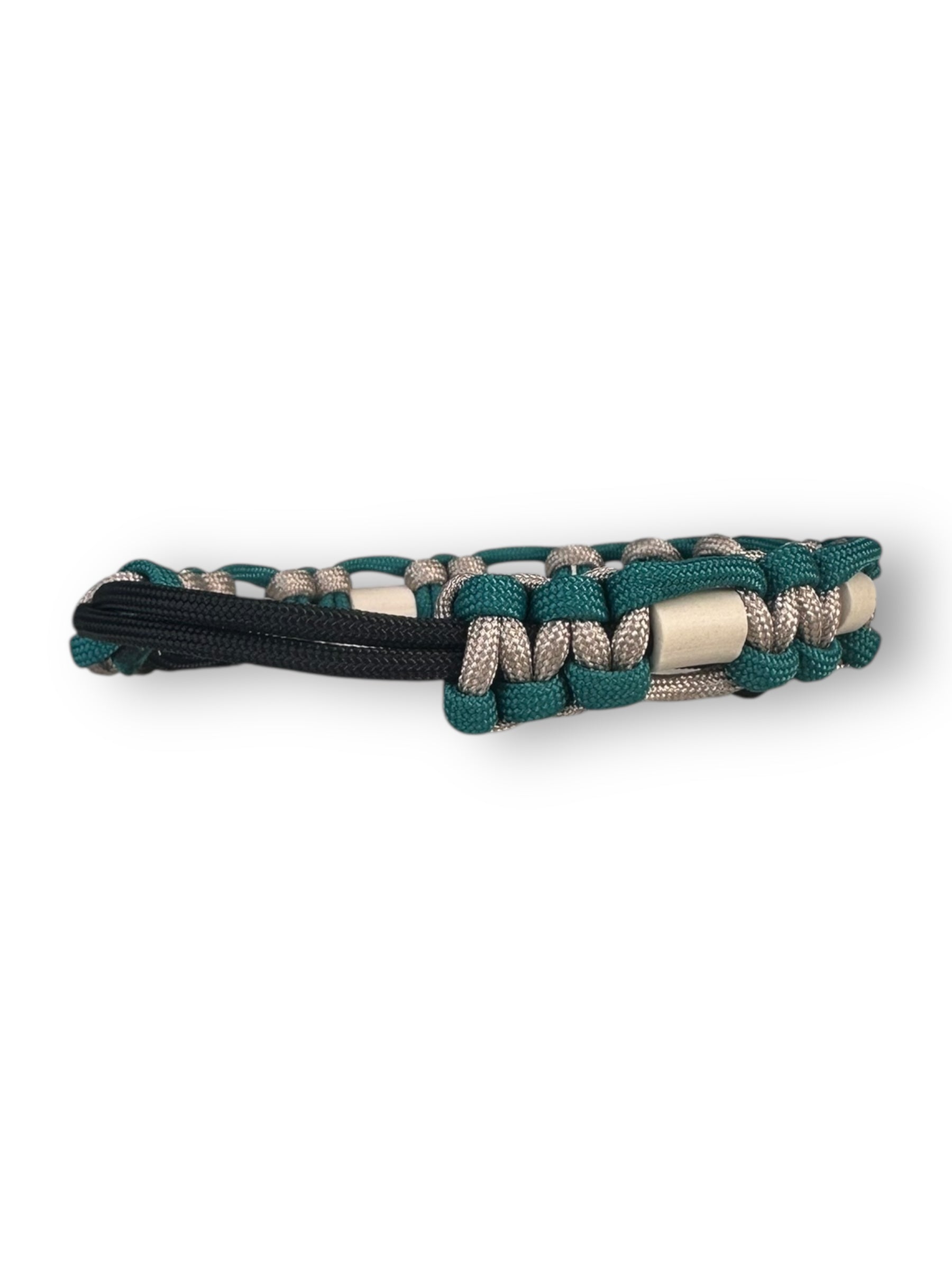 EM-Keramik Hundehalsband Schwarz, Taupe & Teal  WunschKnotenAtelier