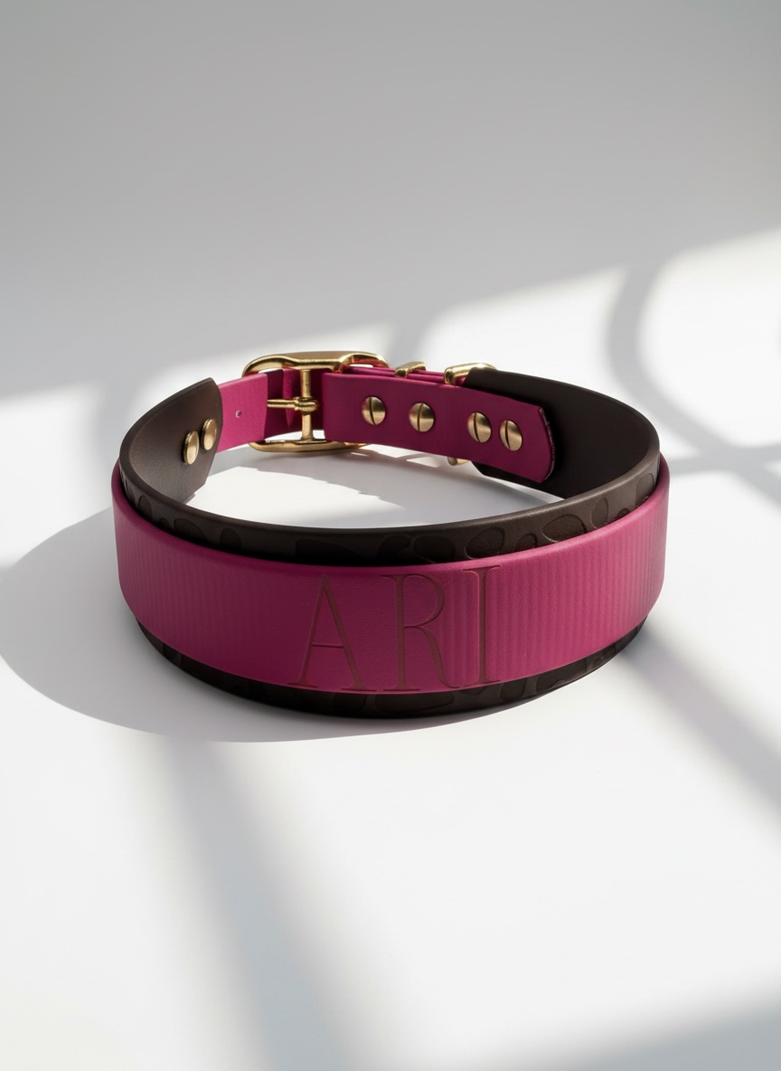 LEO-Deluxe Halsband - Magenta Rosa & Dunkelbraun
