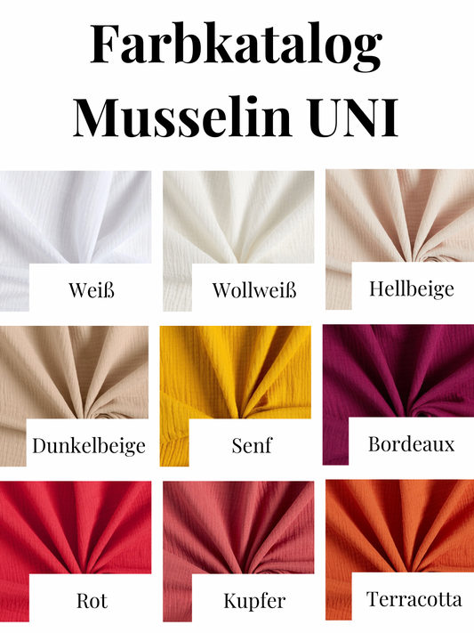 Farbkatalog für musselin baumwollstoff. Hundehalstuch Personalisierbar.