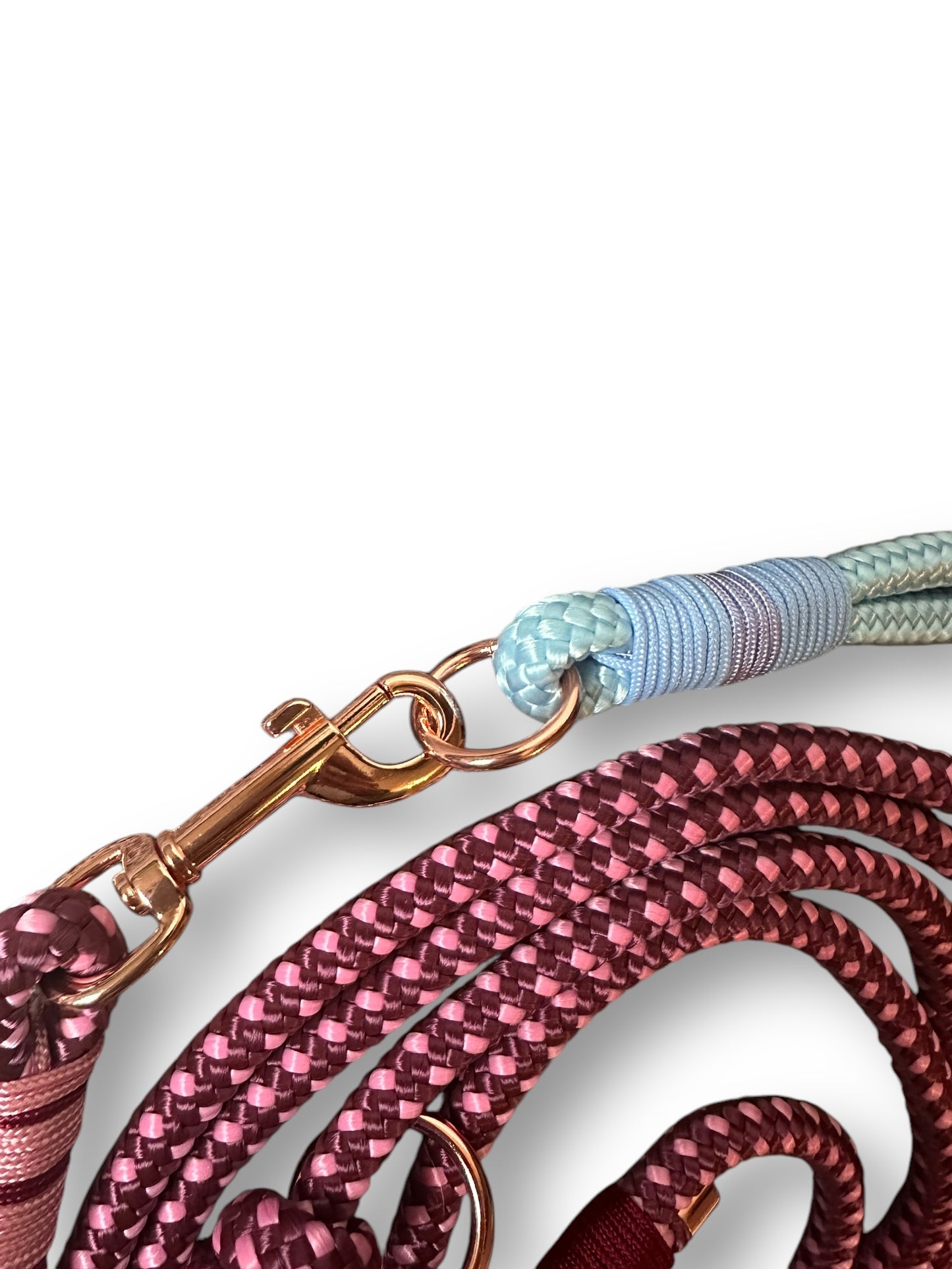 Hand Schlaufe für Hundeleine in blau mir Rose Farbe ein Details Nahansicht