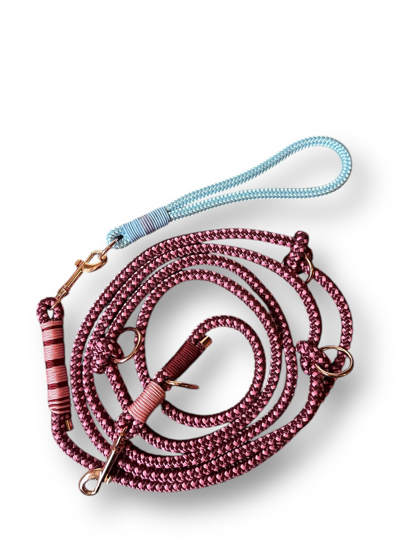 Hand Schlaufe für Hundeleine in blau mir Rose Farbe ein Details 