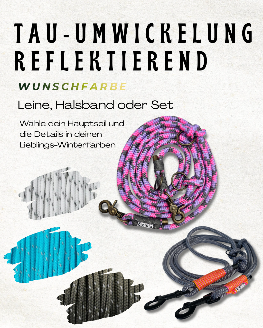 Tau Wunschfarbe Winter-Edition reflektierbare Umwickelung