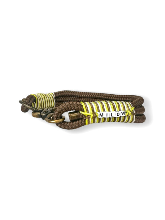 Hundehalsband aus 10mm starkem Tau in der Farbe chocolate braun mit lime grünen und weißen Details - Seite 