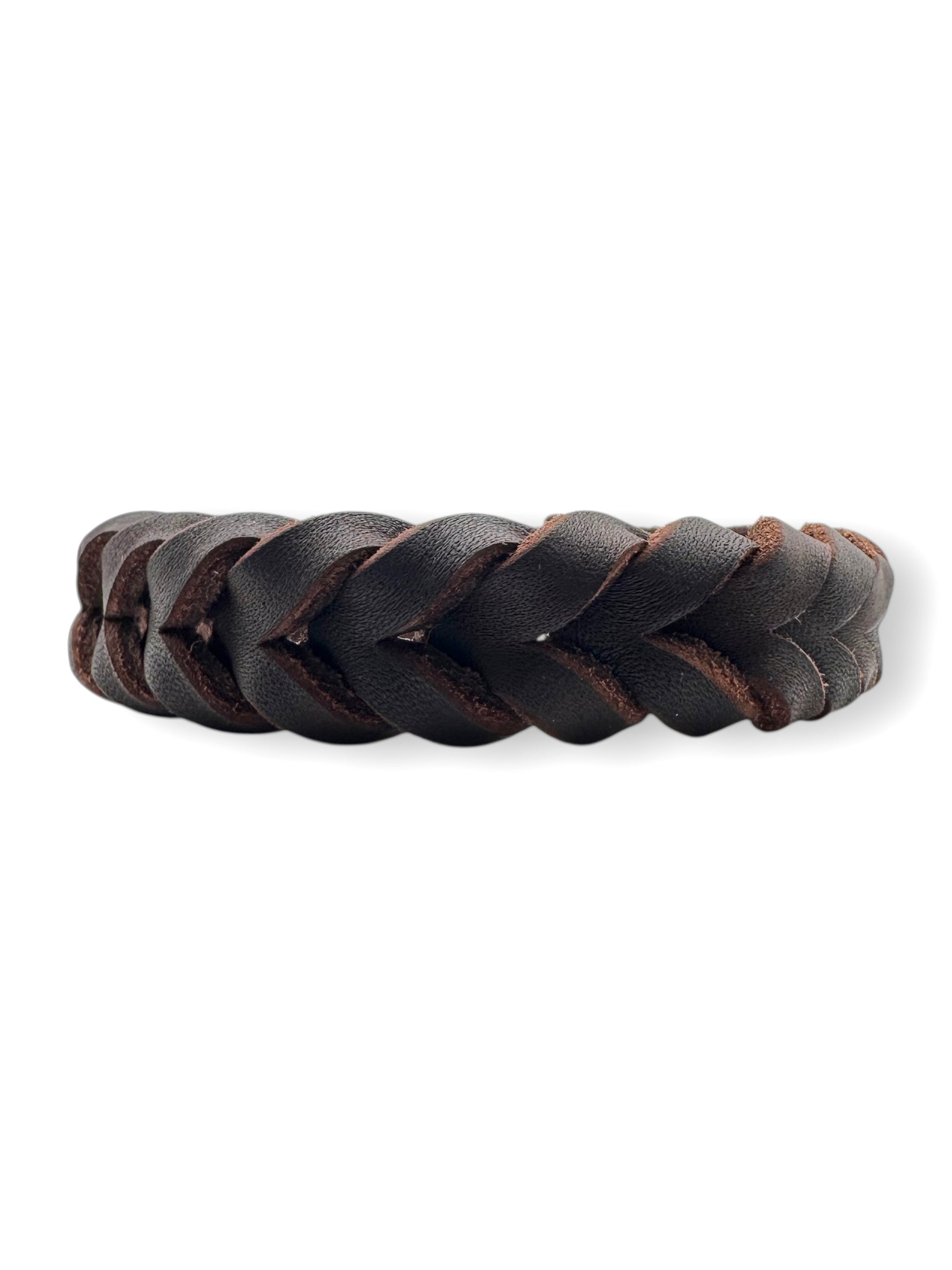 Lederhalsband in dunkelbraun geflochtenes Fettleder. Verschiedene Breiten und Beschläge wählbar.