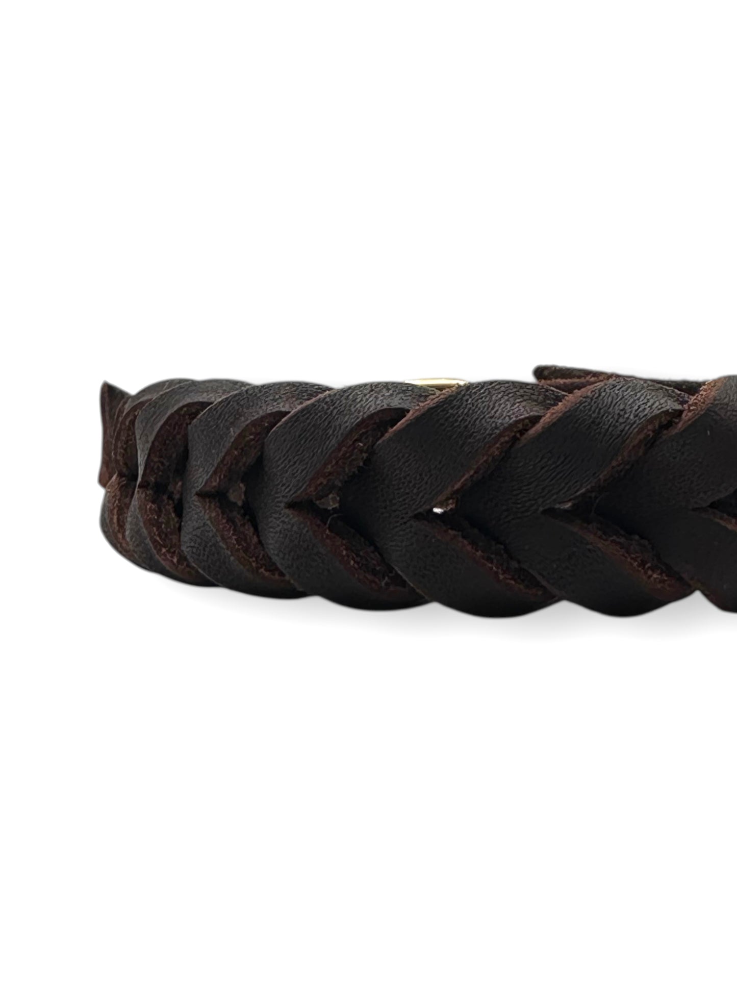 Lederhalsband in dunkelbraun geflochtenes Fettleder. Verschiedene Breiten und Beschläge wählbar.