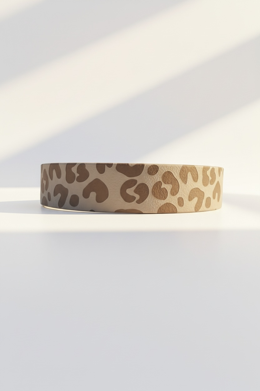Biothanehalsband in taupe mit braun mit leomuster 