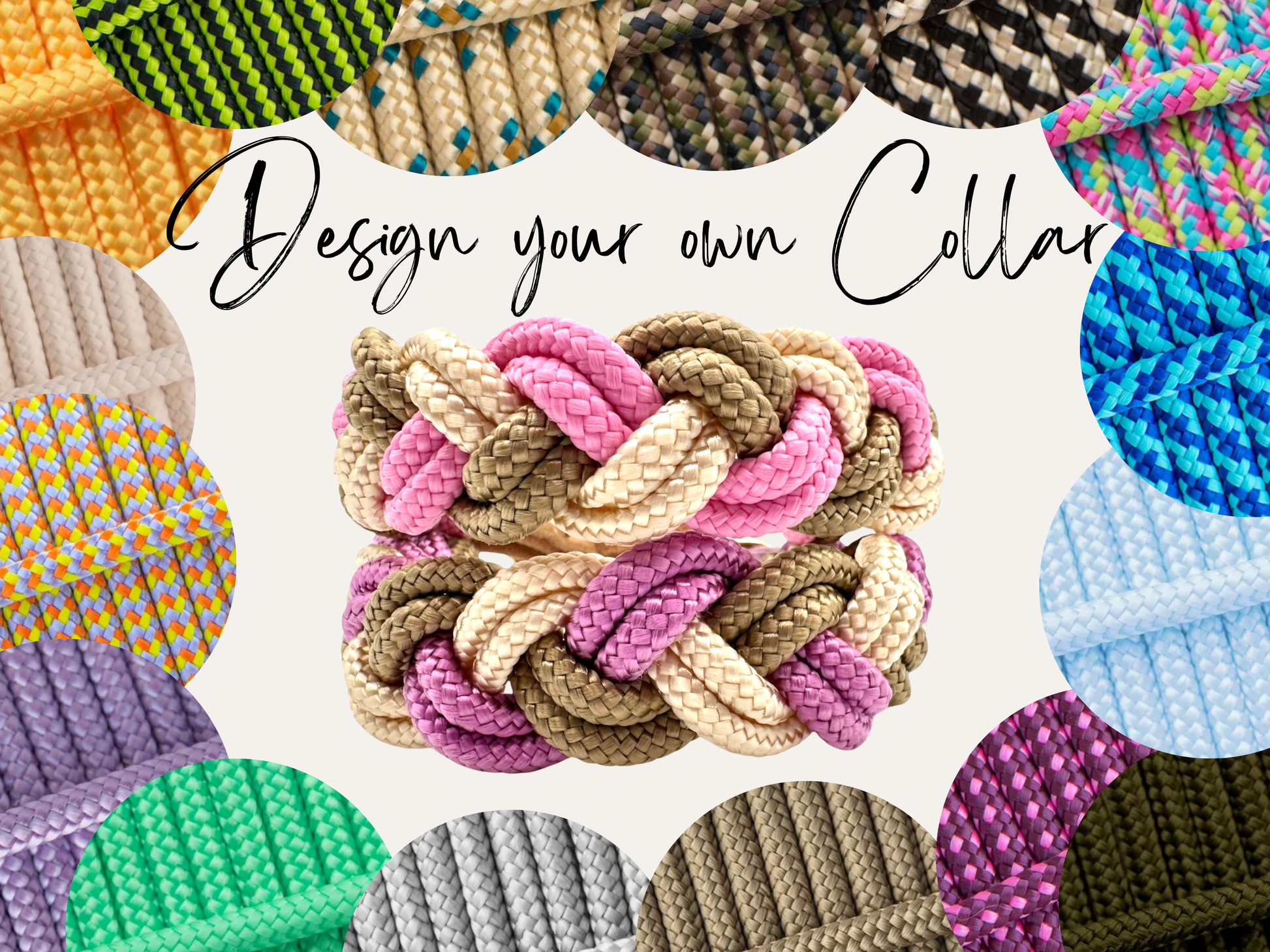 Hundehalsband geflochten aus 6mm Tau in deiner Wunschfarbe Verschlüsse