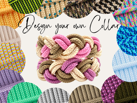 Hundehalsband geflochten aus 6mm Tau in deiner Wunschfarbe Verschlüsse
