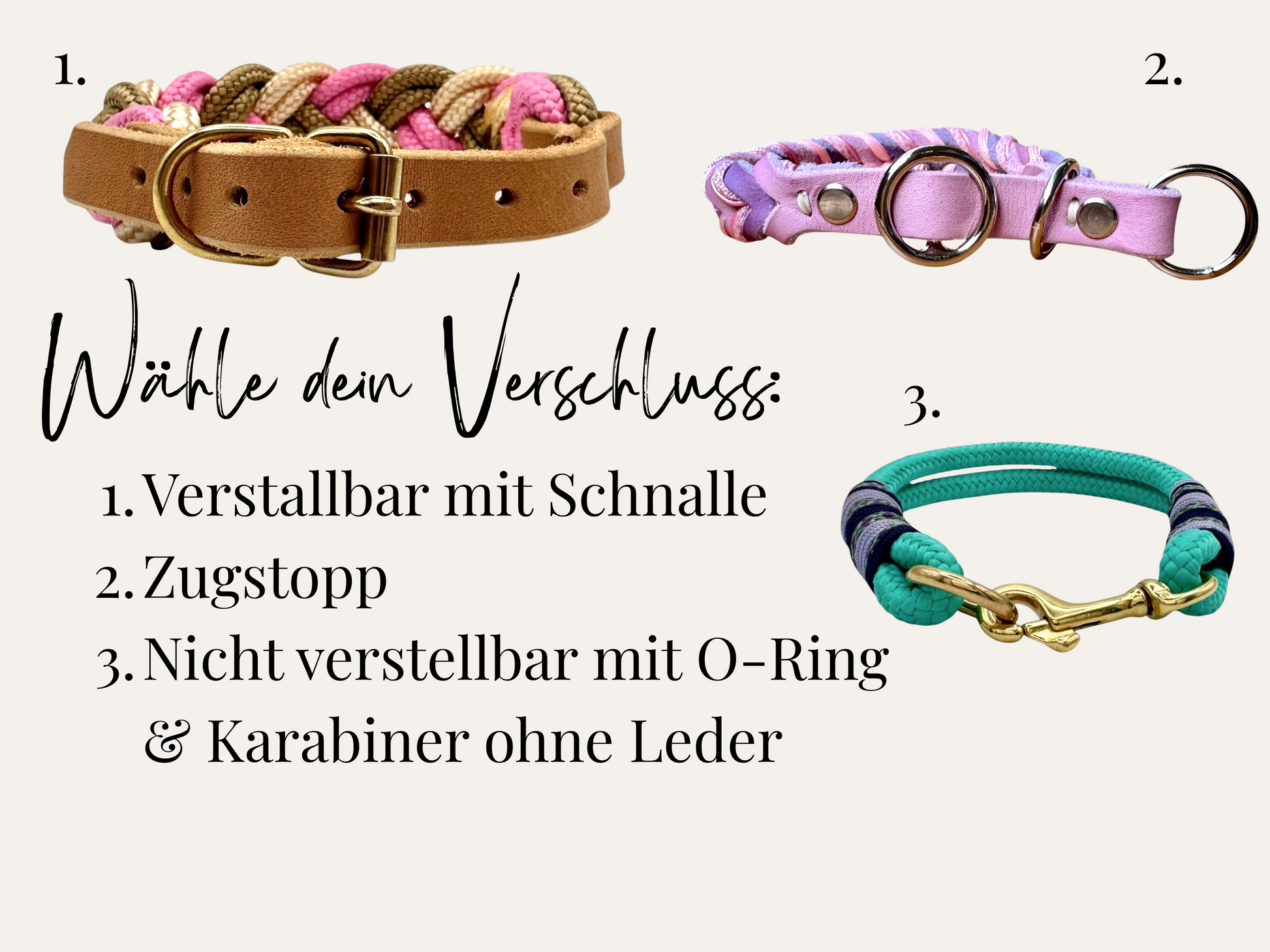 Hundehalsband geflochten aus 6mm Tau in deiner Wunschfarbe Verschlüsse