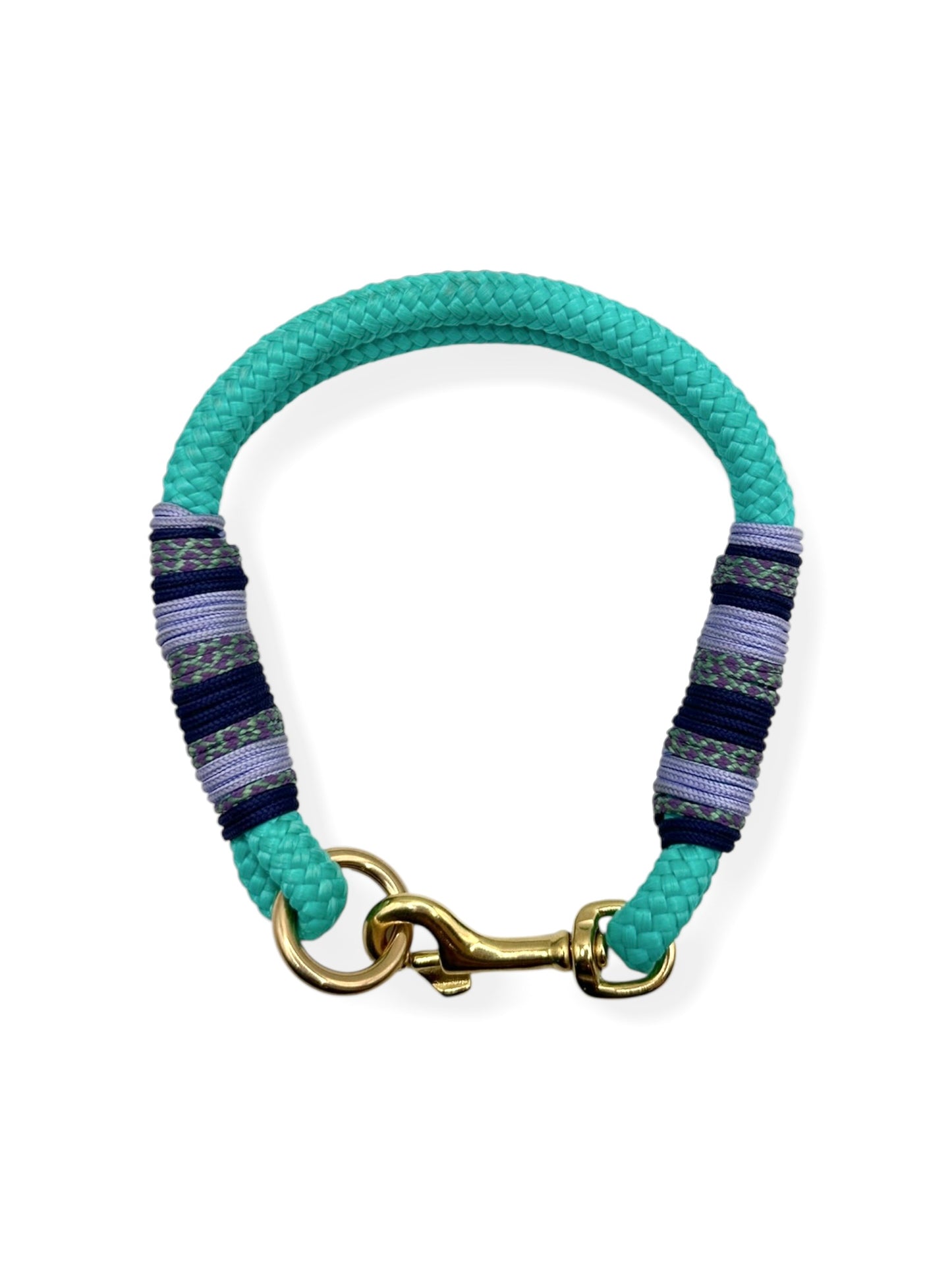 Tau-Halsband 8mm bestehend aus"Aquamarine" Seil, "Marine Blau, Pale Lavendel & Mint und Lilac Diamonds" Umwickelung