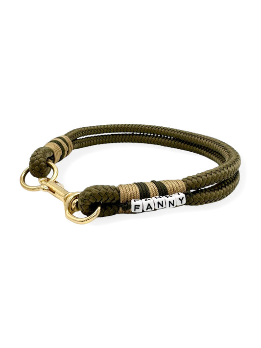 Hundehalsband in Military grün mit goldenen Details - Seite