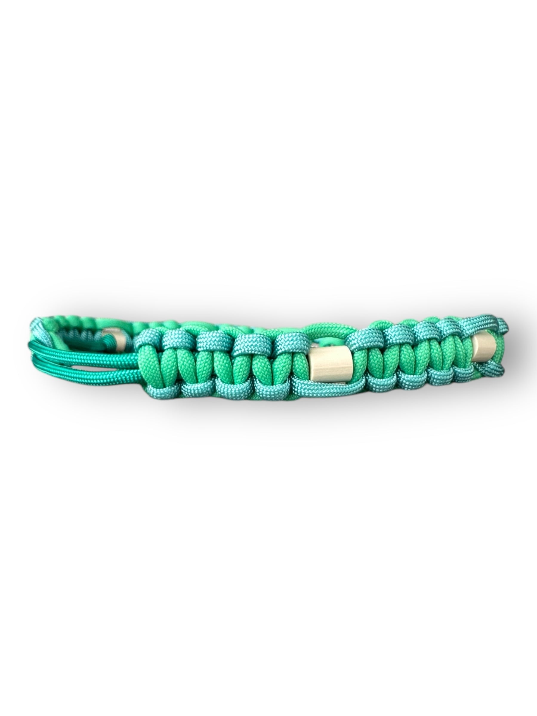 Hundehalsband mit EM-Keramik Perlen in den Farben sea grün, fresh Minze & turquoise Seite