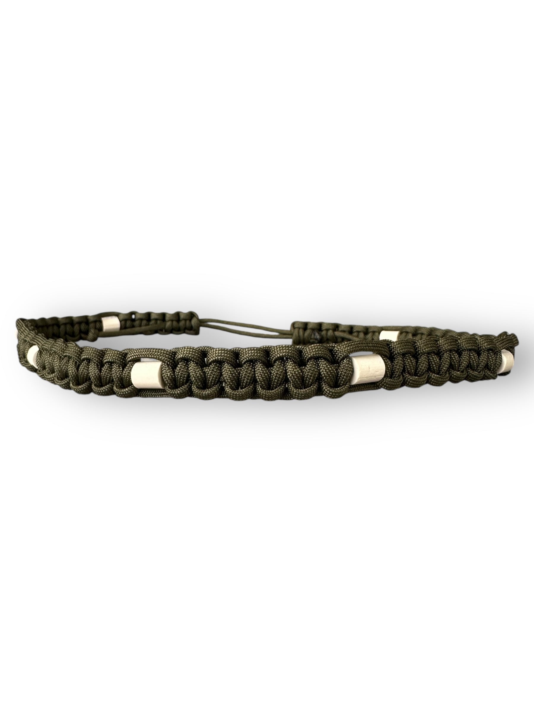 Hundehalsband mit EM-Keramik Perlen in der Farbe Olive Drab 