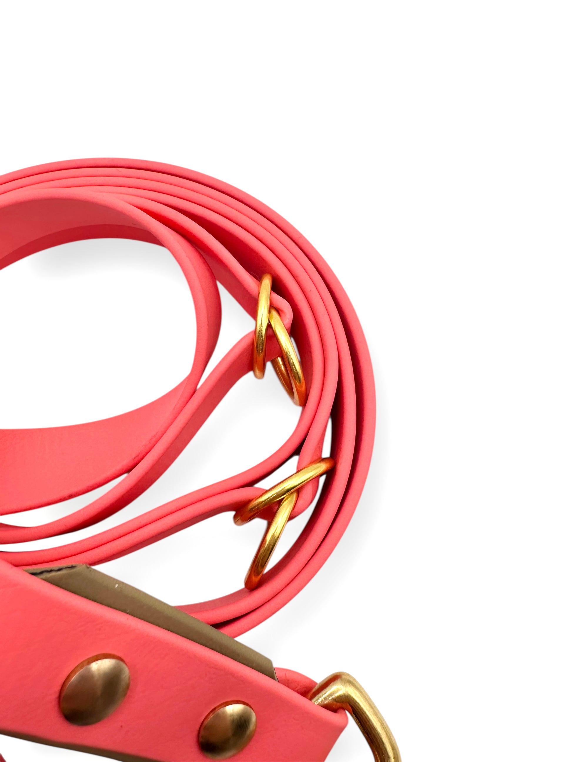 Hundeset bestehend aus Leine und Halsband aus BioThane. In den Farben Coral und Beige. Geeignet für kleine, mittlere und große Hunde, da unsere Artikel a die Größe und das Gewicht deines Hundes angepasst werden. biothane ist geeignet für jedes Wetter.